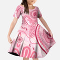 NAIDOC Week 2025 Indigenous Kid Short Sleeve Dress Breast Cancer Pink Ribbon