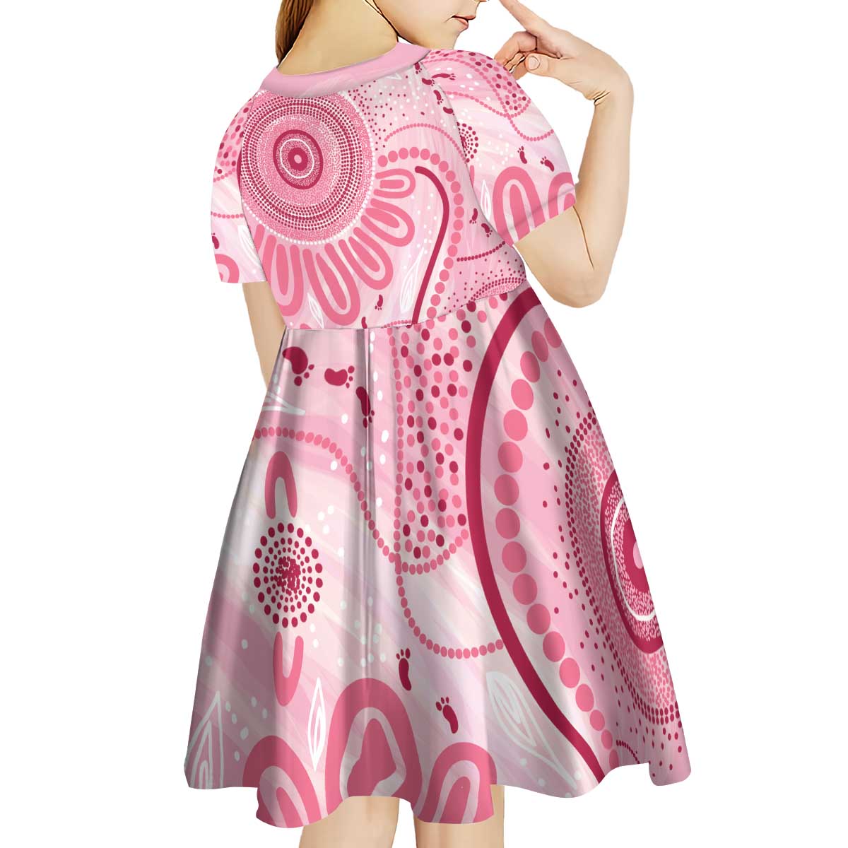 NAIDOC Week 2025 Indigenous Kid Short Sleeve Dress Breast Cancer Pink Ribbon