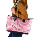 NAIDOC Week 2025 Indigenous Leather Tote Bag Breast Cancer Pink Ribbon