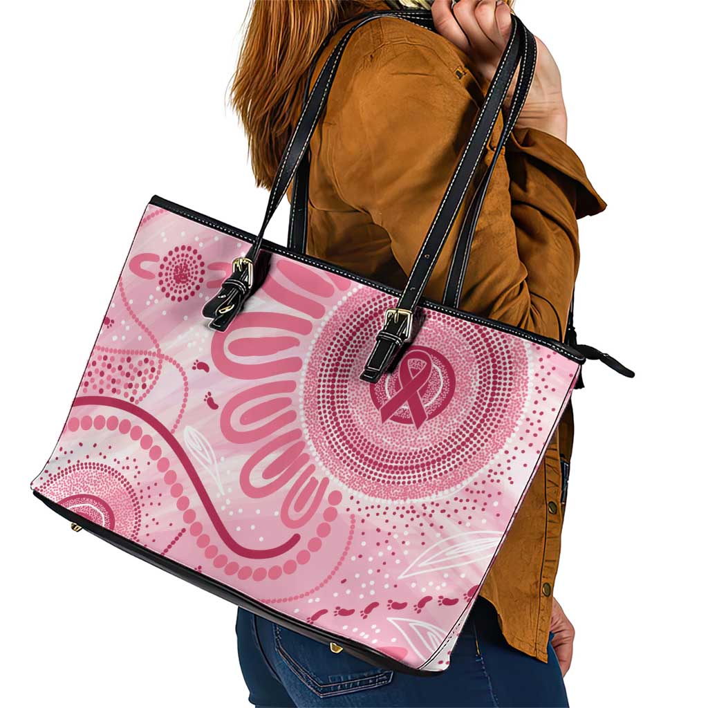 NAIDOC Week 2025 Indigenous Leather Tote Bag Breast Cancer Pink Ribbon