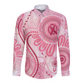 NAIDOC Week 2025 Indigenous Long Sleeve Button Shirt Breast Cancer Pink Ribbon