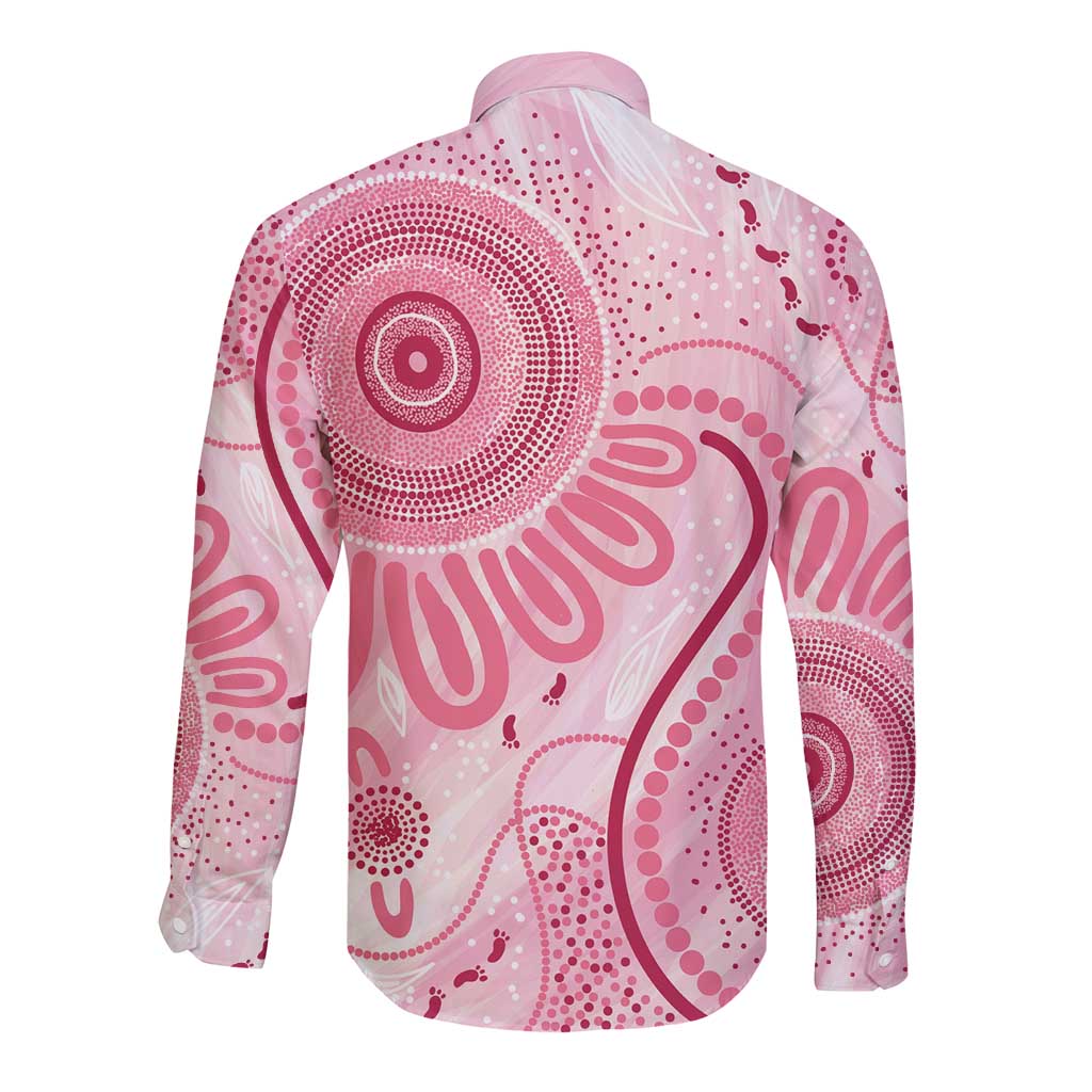 NAIDOC Week 2025 Indigenous Long Sleeve Button Shirt Breast Cancer Pink Ribbon