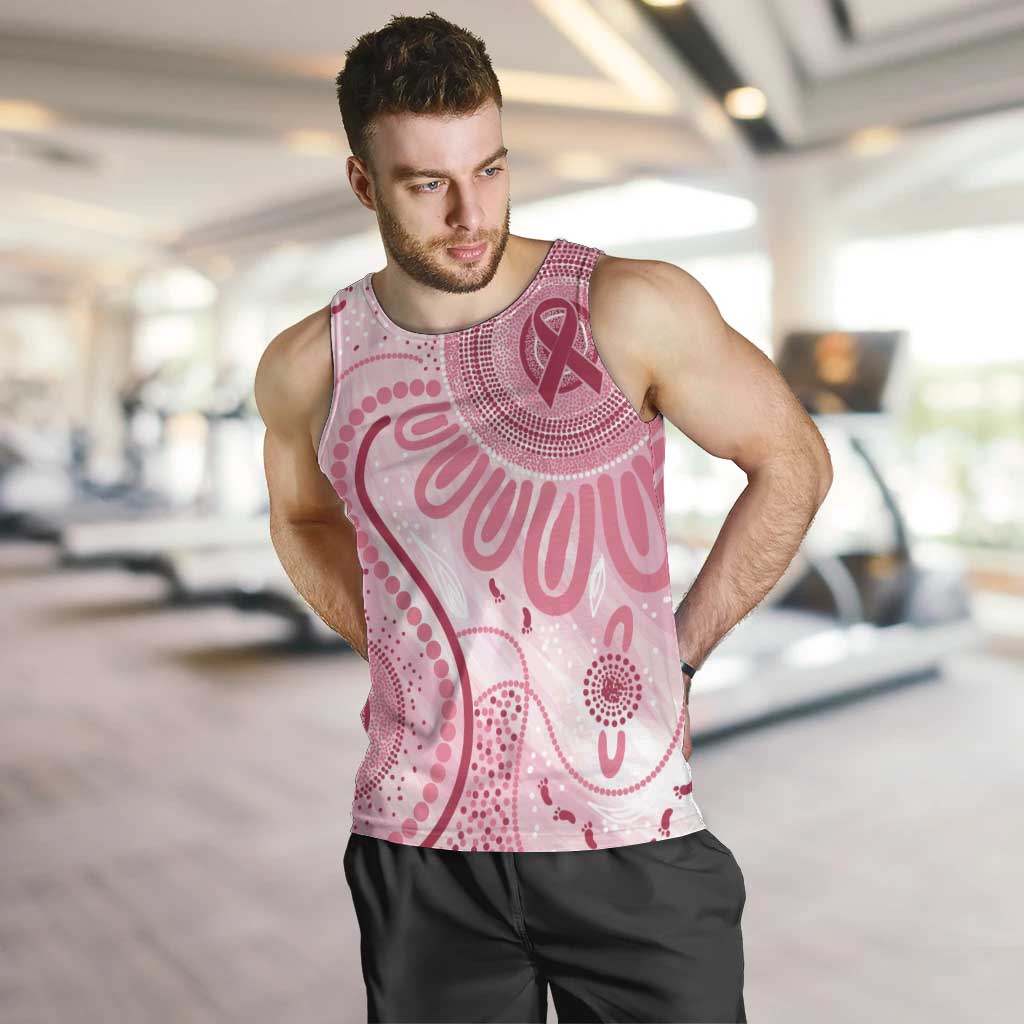 NAIDOC Week 2025 Indigenous Men Tank Top Breast Cancer Pink Ribbon