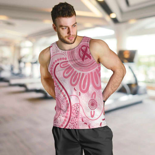 NAIDOC Week 2025 Indigenous Men Tank Top Breast Cancer Pink Ribbon