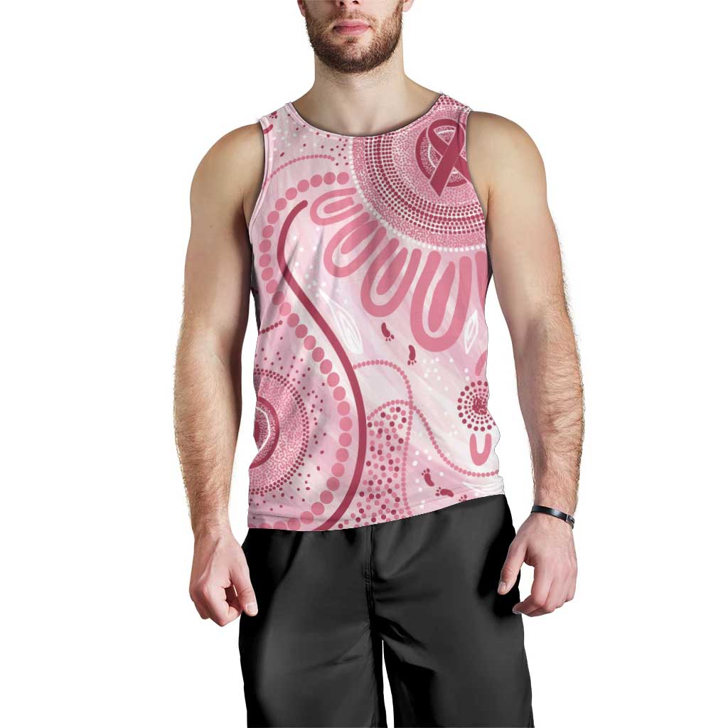 NAIDOC Week 2025 Indigenous Men Tank Top Breast Cancer Pink Ribbon