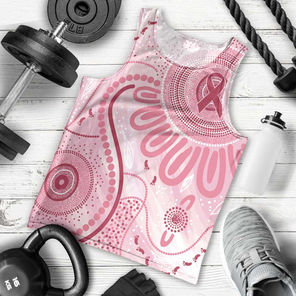 NAIDOC Week 2025 Indigenous Men Tank Top Breast Cancer Pink Ribbon