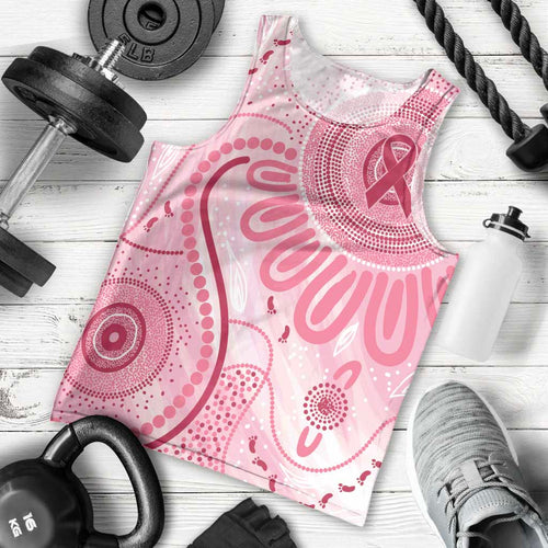 NAIDOC Week 2025 Indigenous Men Tank Top Breast Cancer Pink Ribbon
