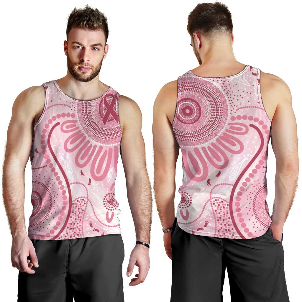 NAIDOC Week 2025 Indigenous Men Tank Top Breast Cancer Pink Ribbon