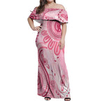 NAIDOC Week 2025 Indigenous Off Shoulder Maxi Dress Breast Cancer Pink Ribbon