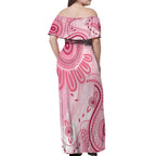 NAIDOC Week 2025 Indigenous Off Shoulder Maxi Dress Breast Cancer Pink Ribbon