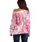 NAIDOC Week 2025 Indigenous Off Shoulder Sweater Breast Cancer Pink Ribbon