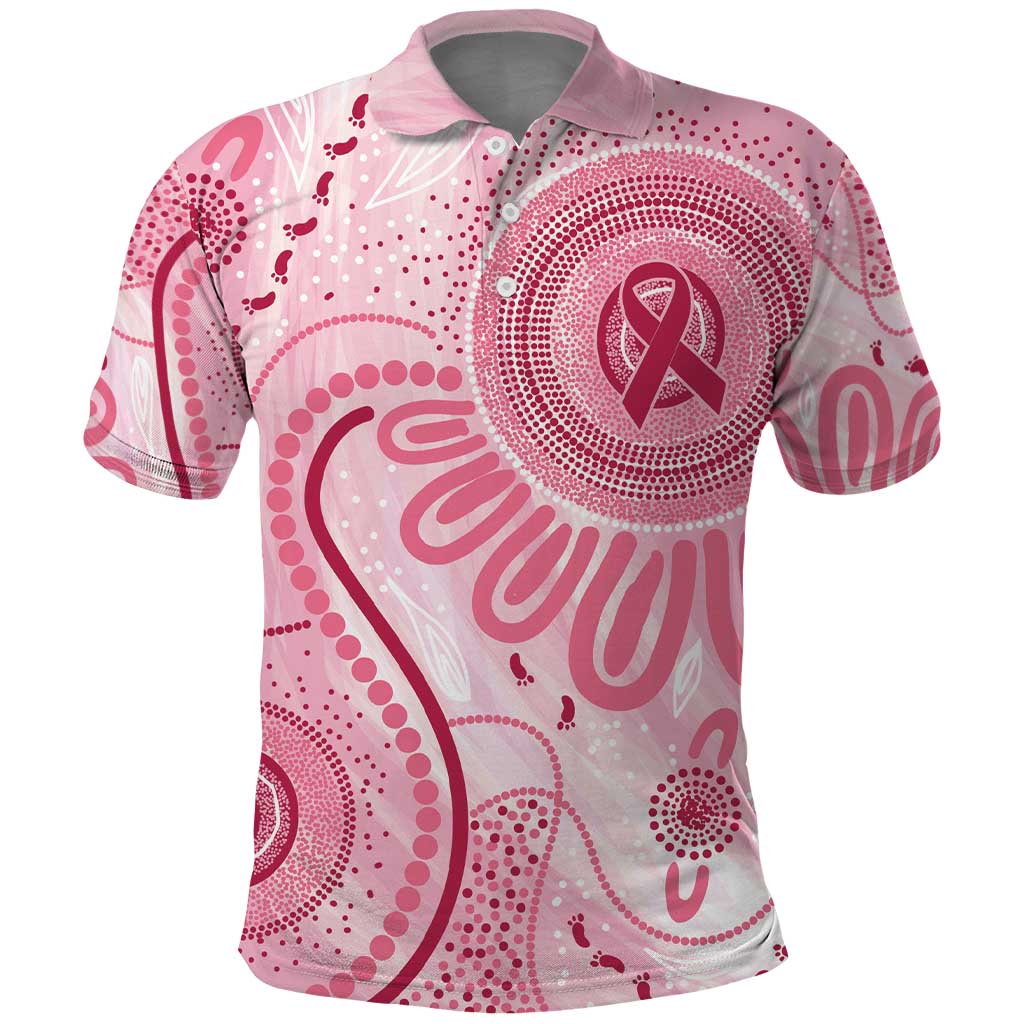 NAIDOC Week 2025 Indigenous Polo Shirt Breast Cancer Pink Ribbon