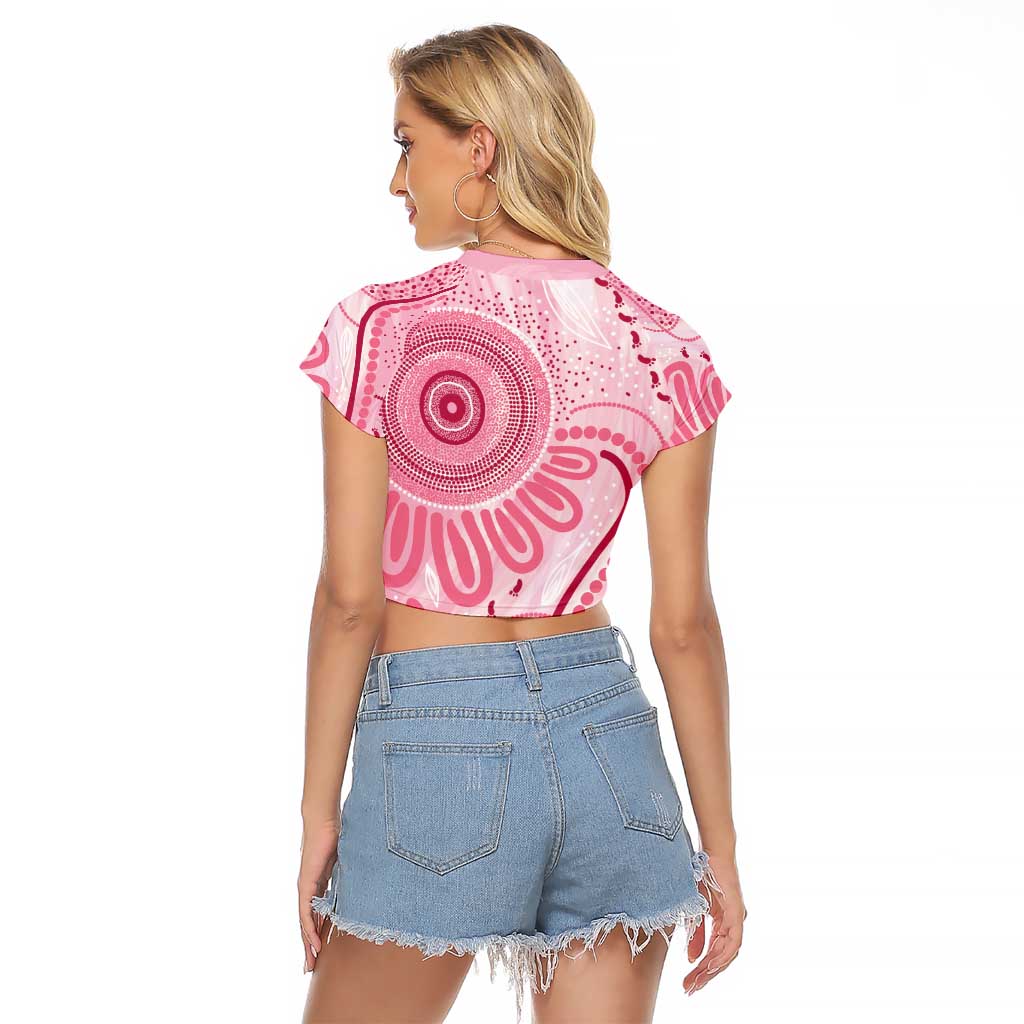 NAIDOC Week 2025 Indigenous Raglan Cropped T Shirt Breast Cancer Pink Ribbon