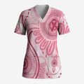 NAIDOC Week 2025 Indigenous Scrub Top Breast Cancer Pink Ribbon - Aussie Hoodie