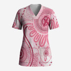 NAIDOC Week 2025 Indigenous Scrub Top Breast Cancer Pink Ribbon - Aussie Hoodie