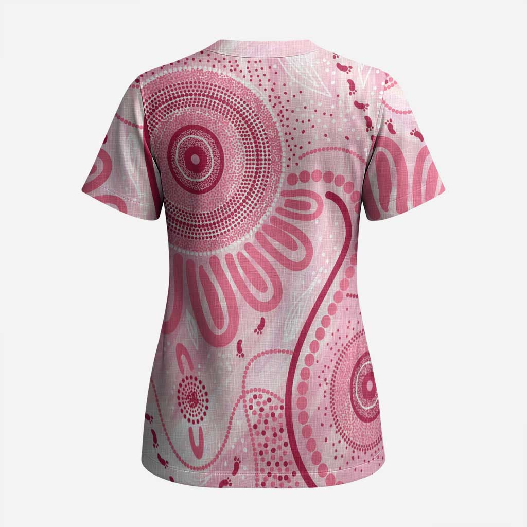 NAIDOC Week 2025 Indigenous Scrub Top Breast Cancer Pink Ribbon - Aussie Hoodie