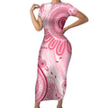 NAIDOC Week 2025 Indigenous Short Sleeve Bodycon Dress Breast Cancer Pink Ribbon