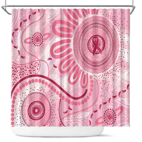 NAIDOC Week 2025 Indigenous Shower Curtain Breast Cancer Pink Ribbon