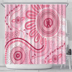 NAIDOC Week 2025 Indigenous Shower Curtain Breast Cancer Pink Ribbon