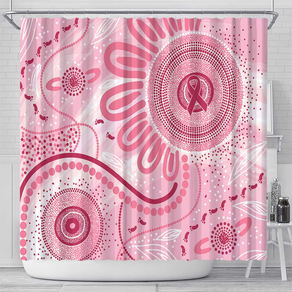 NAIDOC Week 2025 Indigenous Shower Curtain Breast Cancer Pink Ribbon