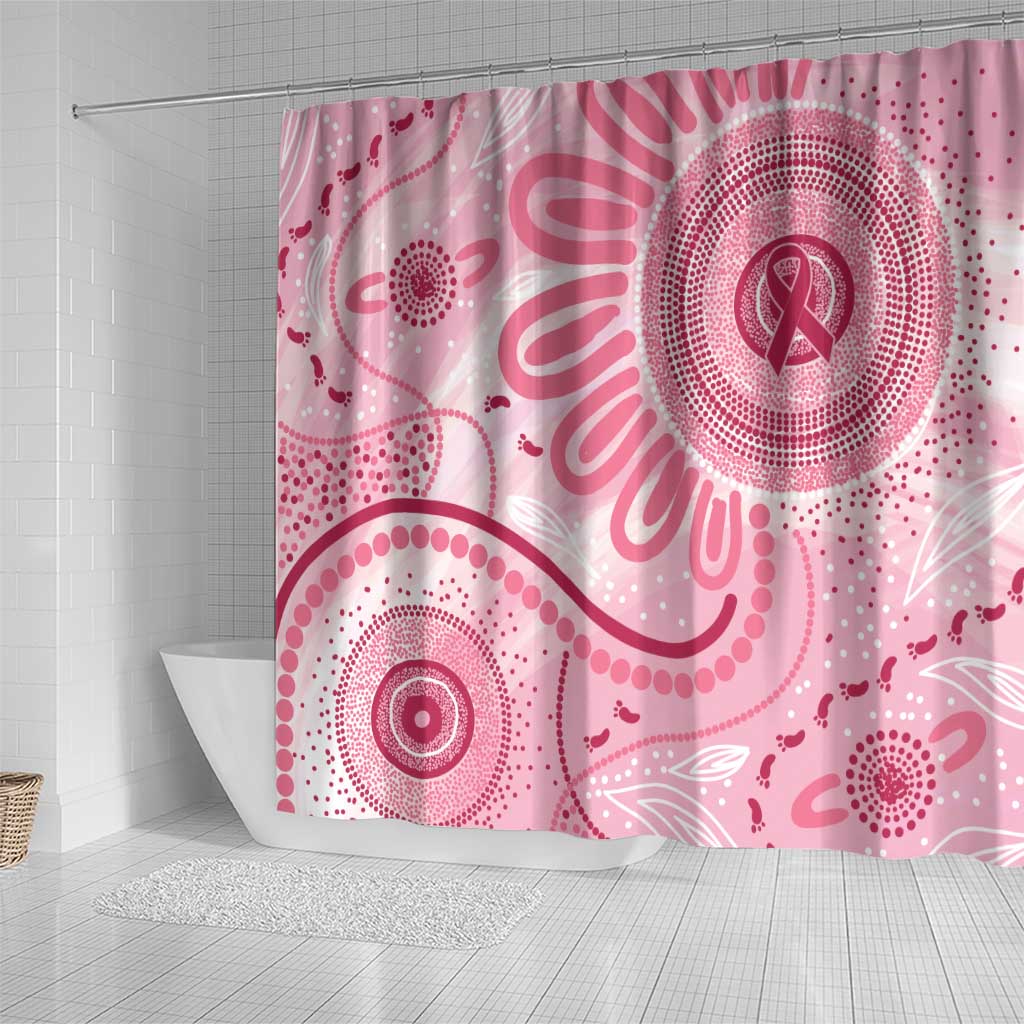 NAIDOC Week 2025 Indigenous Shower Curtain Breast Cancer Pink Ribbon