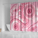NAIDOC Week 2025 Indigenous Shower Curtain Breast Cancer Pink Ribbon