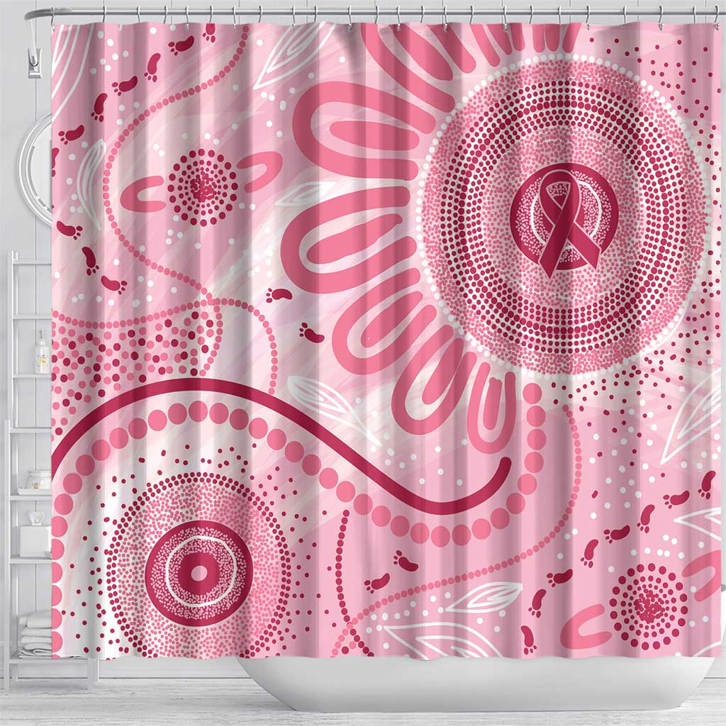 NAIDOC Week 2025 Indigenous Shower Curtain Breast Cancer Pink Ribbon