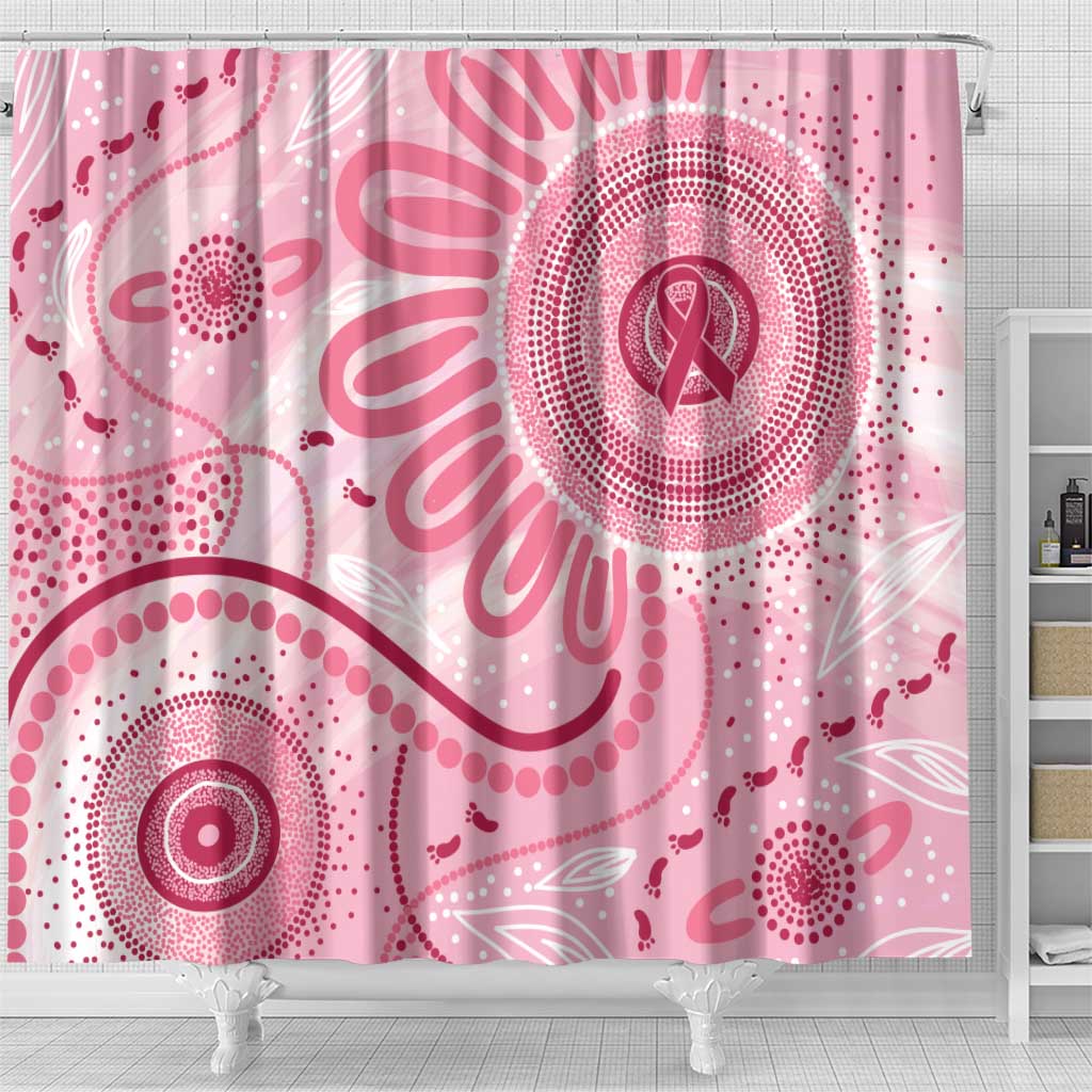 NAIDOC Week 2025 Indigenous Shower Curtain Breast Cancer Pink Ribbon
