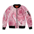 NAIDOC Week 2025 Indigenous Sleeve Zip Bomber Jacket Breast Cancer Pink Ribbon