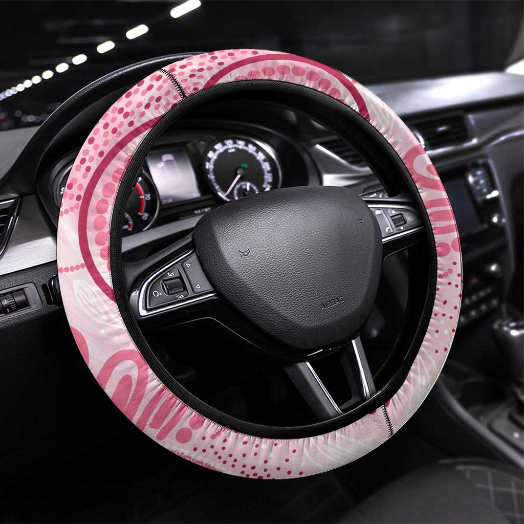 NAIDOC Week 2025 Indigenous Steering Wheel Cover Breast Cancer Pink Ribbon