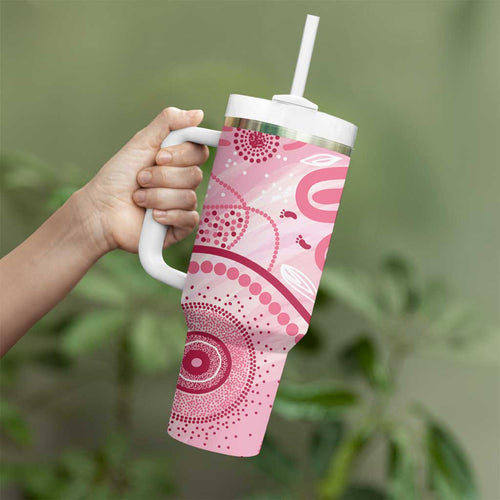 NAIDOC Week 2025 Indigenous Tumbler With Handle Breast Cancer Pink Ribbon