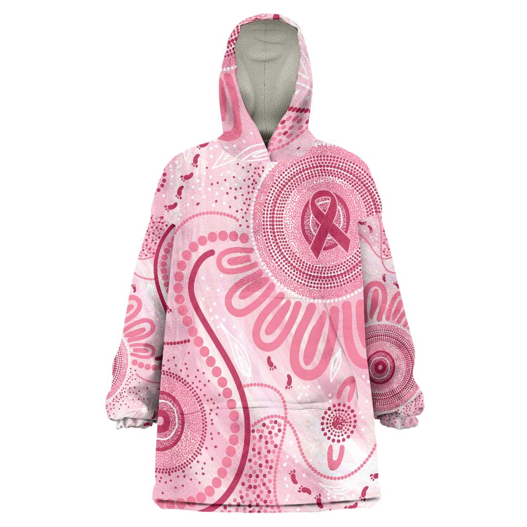 NAIDOC Week 2025 Indigenous Wearable Blanket Hoodie Breast Cancer Pink Ribbon