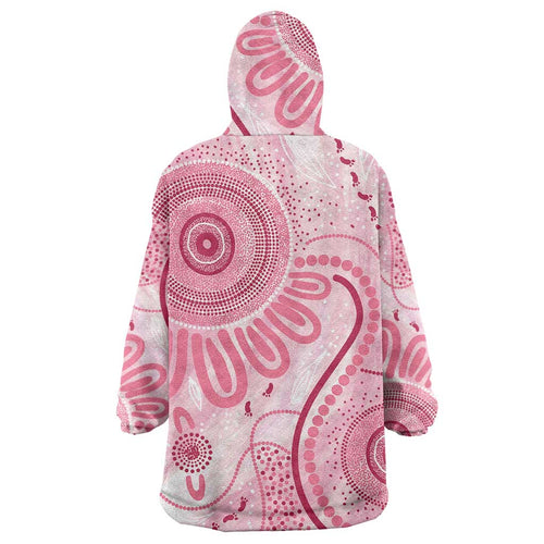 NAIDOC Week 2025 Indigenous Wearable Blanket Hoodie Breast Cancer Pink Ribbon