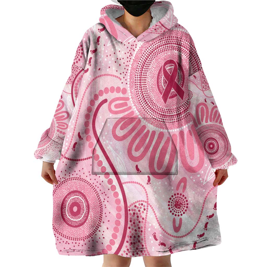 NAIDOC Week 2025 Indigenous Wearable Blanket Hoodie Breast Cancer Pink Ribbon