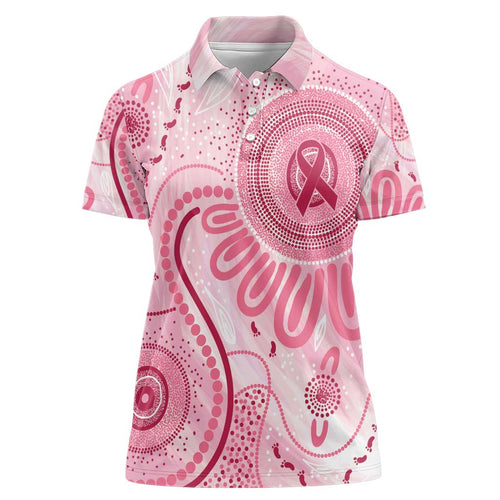 NAIDOC Week 2025 Indigenous Women Polo Shirt Breast Cancer Pink Ribbon