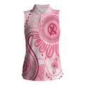 NAIDOC Week 2025 Indigenous Women Sleeveless Polo Shirt Breast Cancer Pink Ribbon