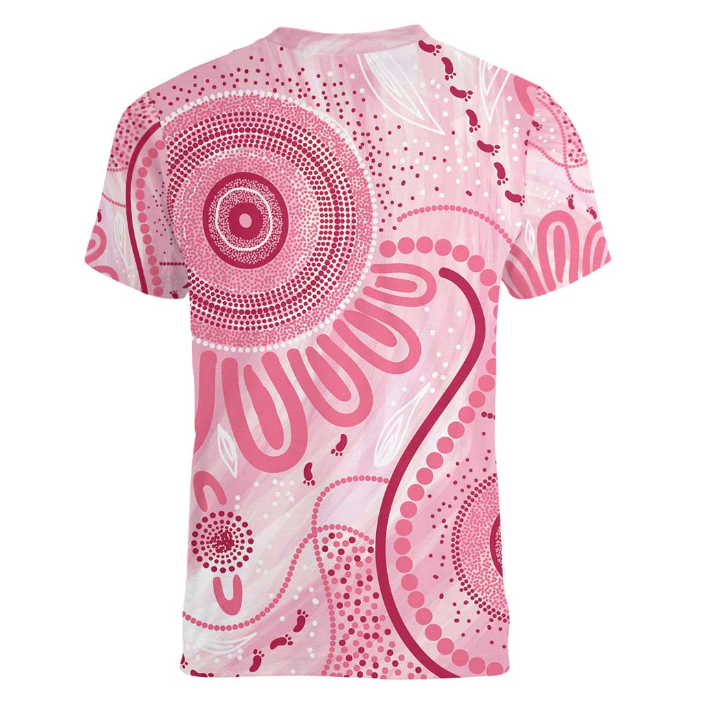 NAIDOC Week 2025 Indigenous Women V-Neck T-Shirt Breast Cancer Pink Ribbon
