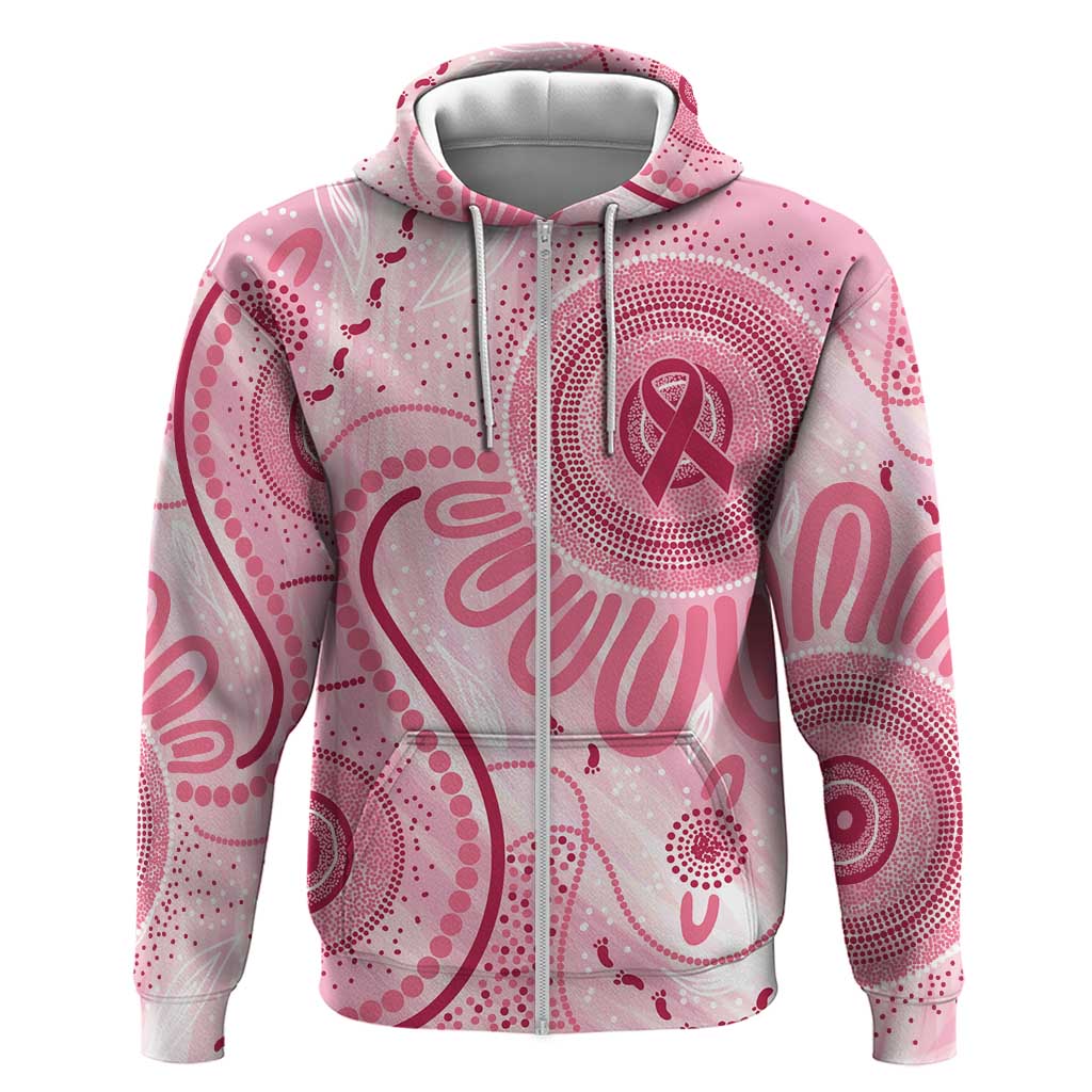 NAIDOC Week 2025 Indigenous Zip Hoodie Breast Cancer Pink Ribbon
