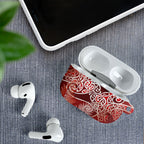Aotearoa Maori Koru Curves AirPods Case Silver Ferns - Crimson Red