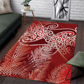 Aotearoa Maori Koru Curves Area Rug Silver Ferns - Crimson Red