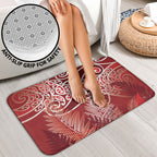 Aotearoa Maori Koru Curves Bathroom Set Silver Ferns - Crimson Red