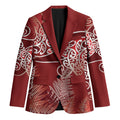 Aotearoa Maori Koru Curves Blazer Silver Ferns - Crimson Red