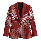 Aotearoa Maori Koru Curves Blazer Silver Ferns - Crimson Red
