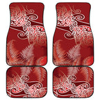 Aotearoa Maori Koru Curves Car Mats Silver Ferns - Crimson Red