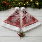Aotearoa Maori Koru Curves Christmas Santa Hat Silver Ferns - Crimson Red