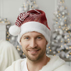 Aotearoa Maori Koru Curves Christmas Santa Hat Silver Ferns - Crimson Red
