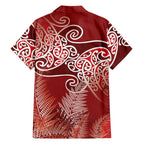 Aotearoa Maori Koru Curves Hawaiian Shirt Silver Ferns - Crimson Red
