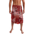 Aotearoa Maori Koru Curves Lavalava Silver Ferns - Crimson Red