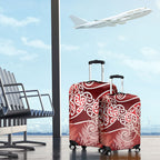 Aotearoa Maori Koru Curves Luggage Cover Silver Ferns - Crimson Red