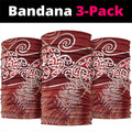 Aotearoa Maori Koru Curves Neck Gaiter Silver Ferns - Crimson Red